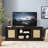 Farmhouse Rattan TV Stand Console Table For Tvs Up To 70 Inches, TV Console Table With 2 Storage Shelves, 2 Natural Rattan Door Cabinets-1720369110