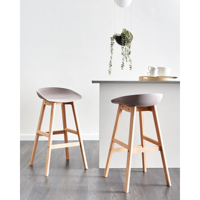 MICCO Bar Stool with Solid Wood Frame