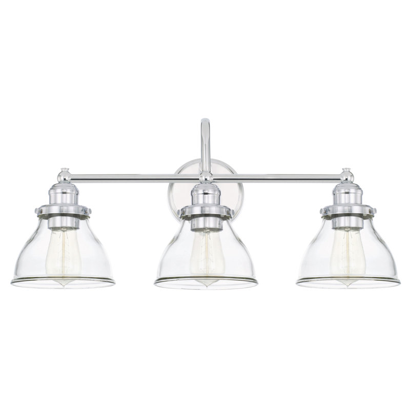 Éclairage de salle de bain à intensité variable 3 lumières Carney, Chrome, Verre transparent