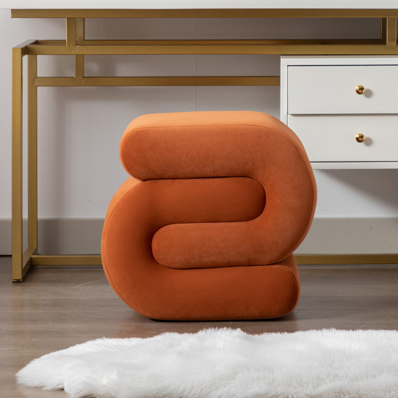 Repose-pieds Jaszlyn, tabouret de maquillage, repose-pieds, Velours orange