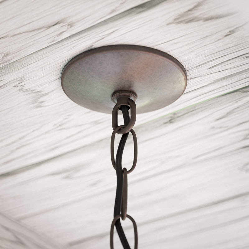 Dumas 3-Light Wood Bead Chandelier - Gray, Golden Bronze/Washed Gray