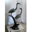 Sculpture paire de héron en bronze sur branche de bois flotté perchoir 25 po x 20 po x H 52 po