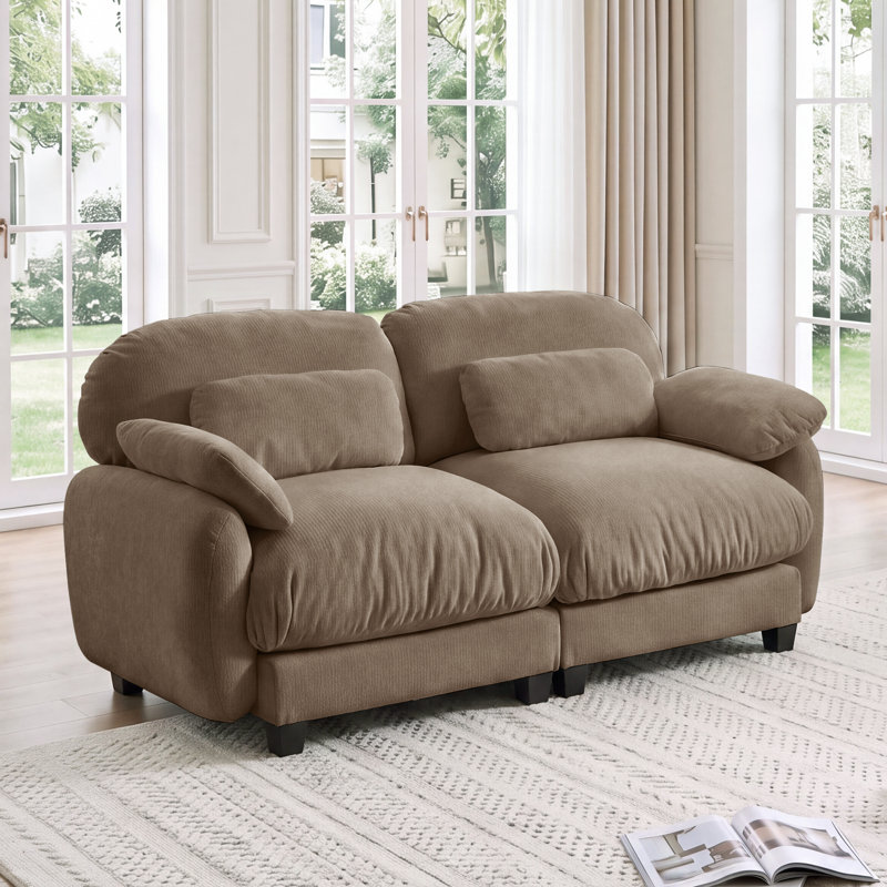 Canapé 2 places Cloud Feel, canapé modulable en tissu chenille doux avec assise profonde, combinaison libre pour un confort optimal dans un salon, appartement ou studio, brun