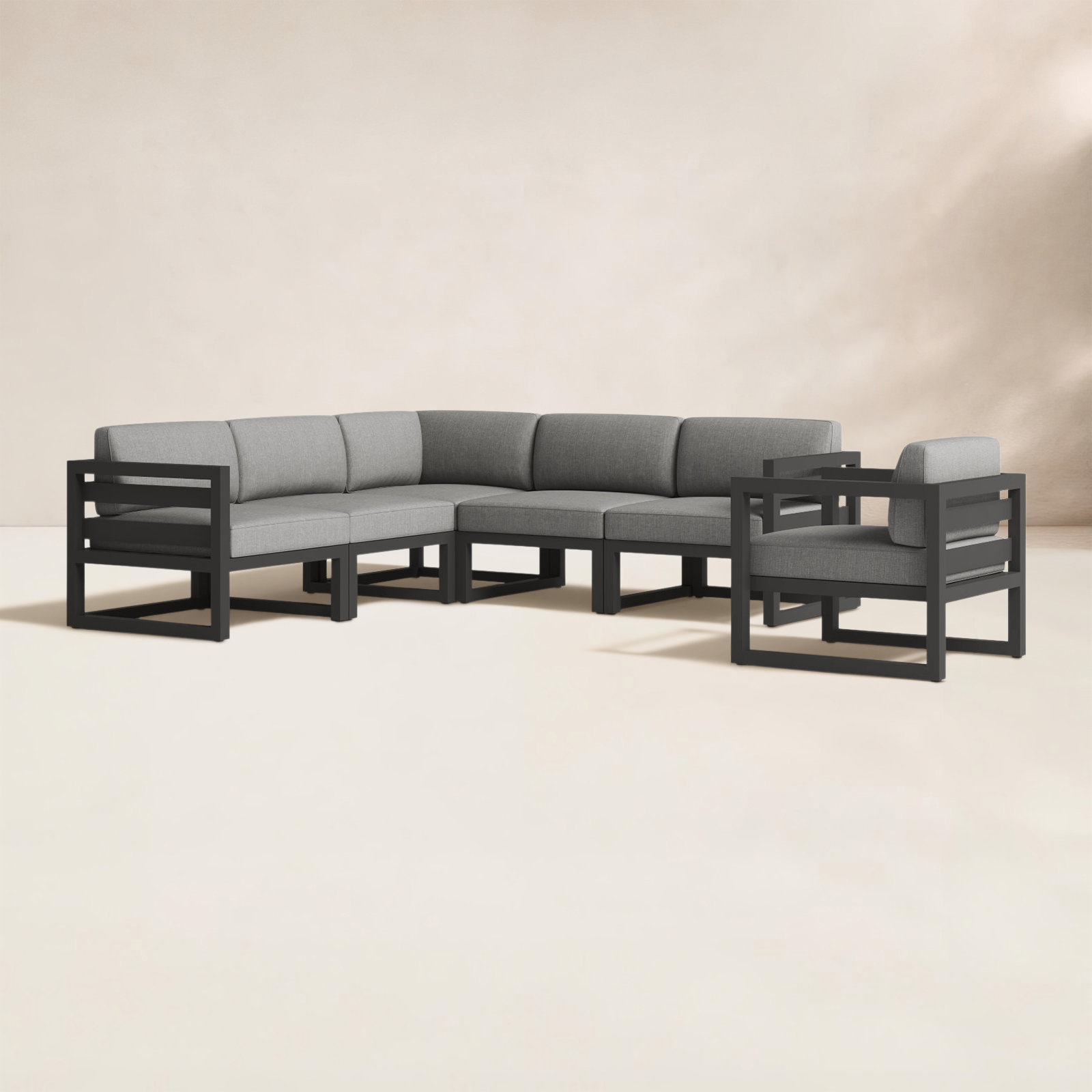 Smith 94" Sunbrella® Patio Sectional, Cast Silver Sunbrella® Plainweave, Slate