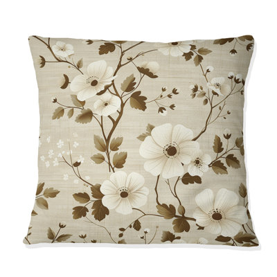 Beige jaune champêtre floral chic III - coussin floral