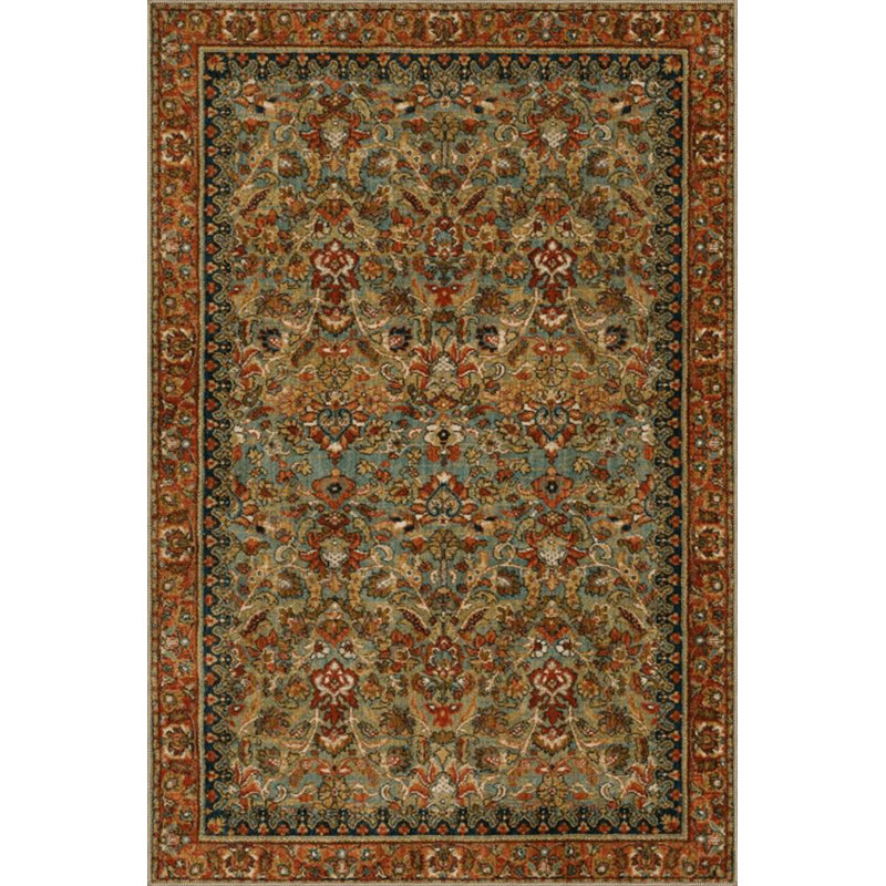 Tapis décoratif multicolore à motif floral traditionnel lavable à la machine, Rectangle 3 pi 3 po x 4 pi 11 po