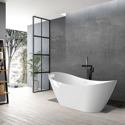 Transolid 59 L x 30.75 W x 26.75 H Freestanding Bathtub, In White