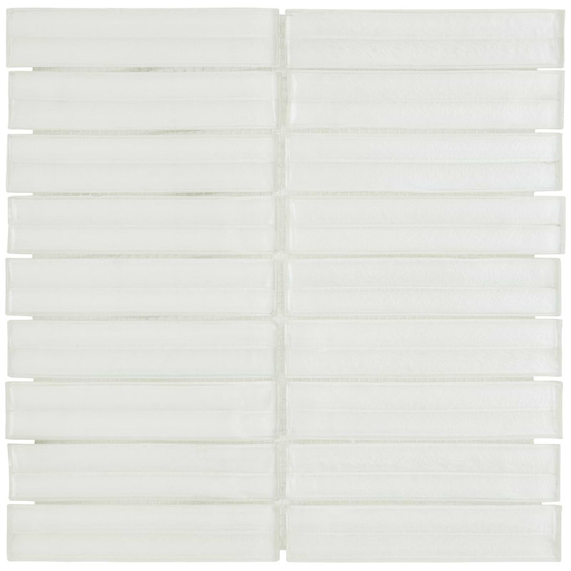 Maya Polished Glass Mosaic, Stacked Pearl