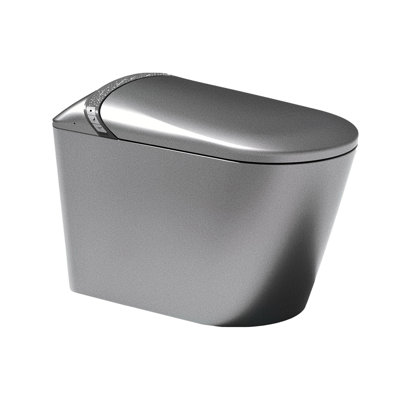 Starry Night Bidet Smart Toilet In Bathroom, Auto Open/Close Seat, Foot Sensor Activation For Flushing, Led Display, Warm Water System, Matte Grey - Air Drying Feature Activation, Hip Washing Mode