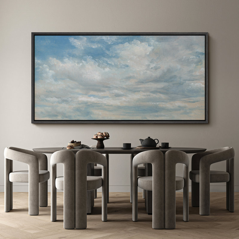 Vaste ciel bleu rempli de nuages, reproduction sur toile, H 30 po x l 60 po, Noir, noir, noir, noir