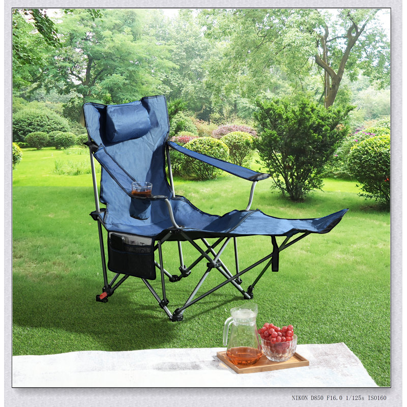 Outdoor Folding Camping Chair With Adjustable Reclining, Side Pockets, Cup Holder, And Carry Bag For Comfortable Adventures