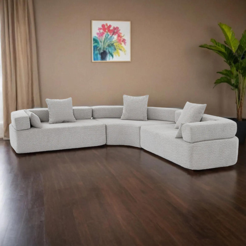 Oversized Combination Sofa, Curved Sofa, Upholstered Boneless 4 Seater Couch Modern Modular 3 Piece Free Combination, Semicircular Modular Sofa