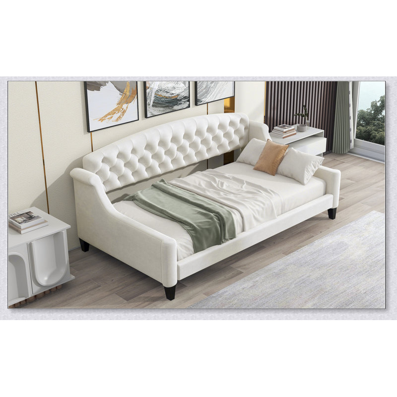 Modern Luxury Tufted Button Daybed, Beige, Twin
