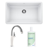 Precis 30" L x 18" W Undermount Kitchen Sink with Faucet & Sink Cleaner