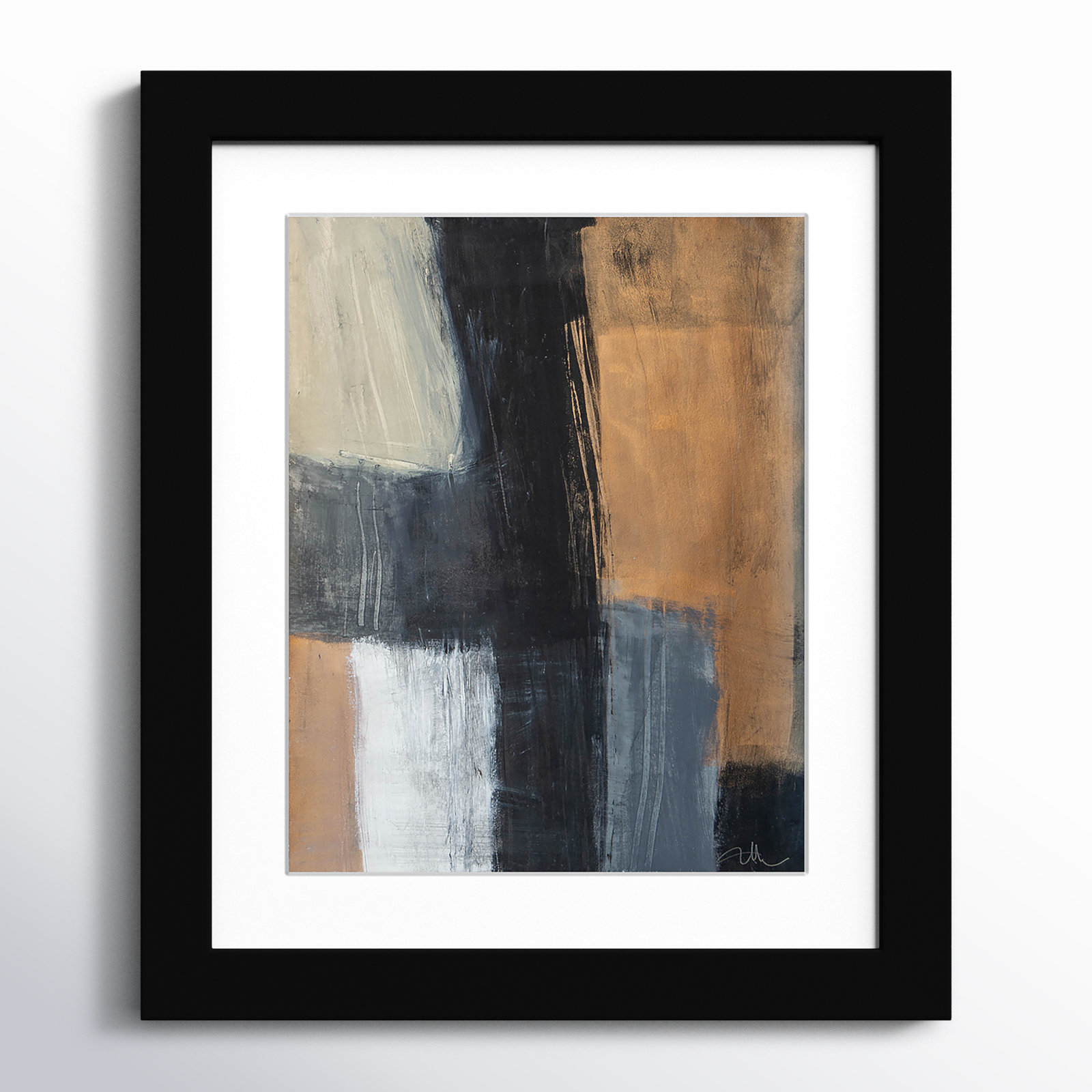 Calderon "Metallic Slate II" Print, 20.5" H x 17.5" W x 1.25" D, Black Cube Frame Matted