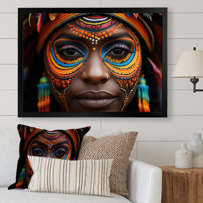 Portrait coloré de la tradition mursi africaine - art mural tribal africain