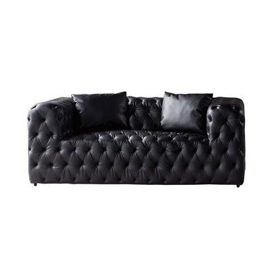 Causeuse Chesterfield à accoudoirs roulés 69 po Foti