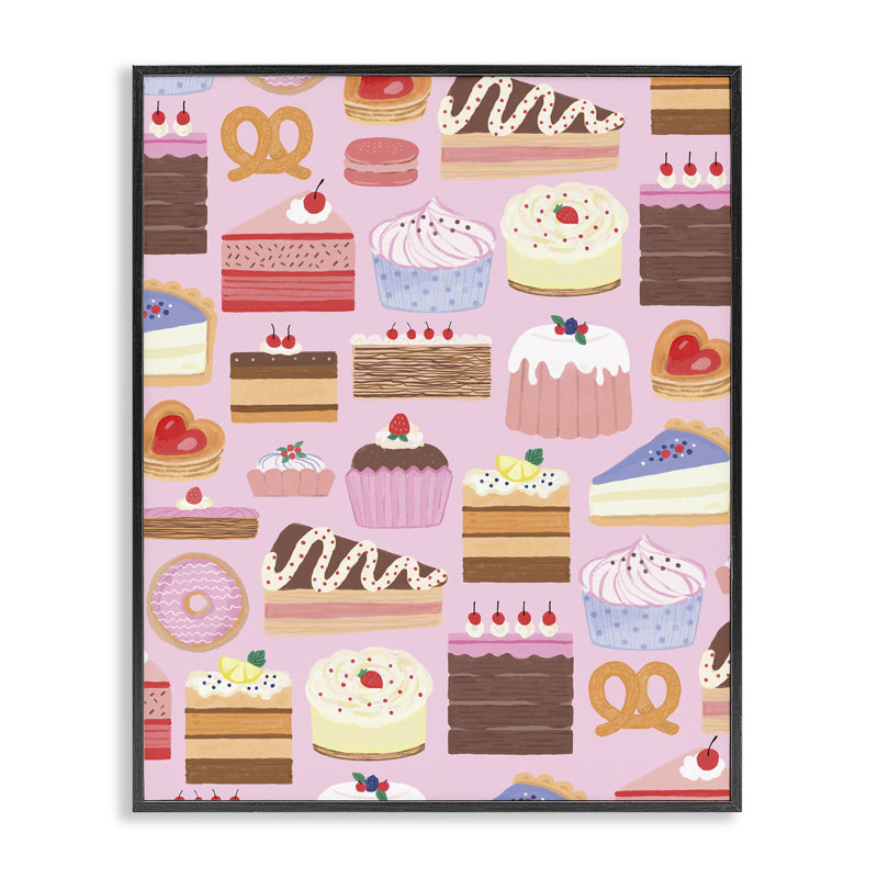 Giclée encadrée de la collection Sweet Tooth Desserts, conception de Nina Muis Surface Design, H 14 po x l 11 po