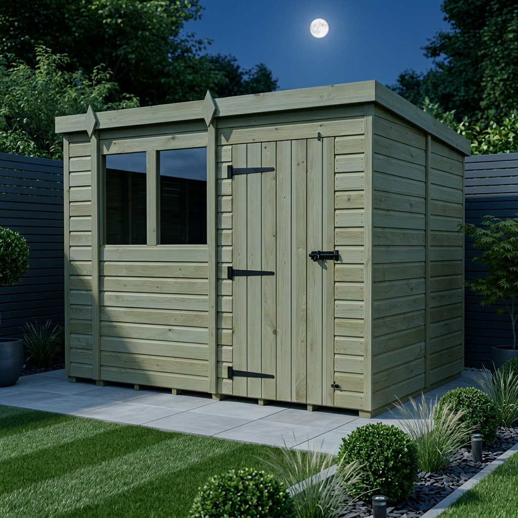 Total Sheds 10ft x 9ft Pent Garden Shed - Single Door - With Windows - Pressure Treated Timber - UK Manufactured