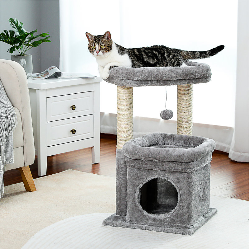 Tour d'intérieur pour chat en sisal naturel, Gris