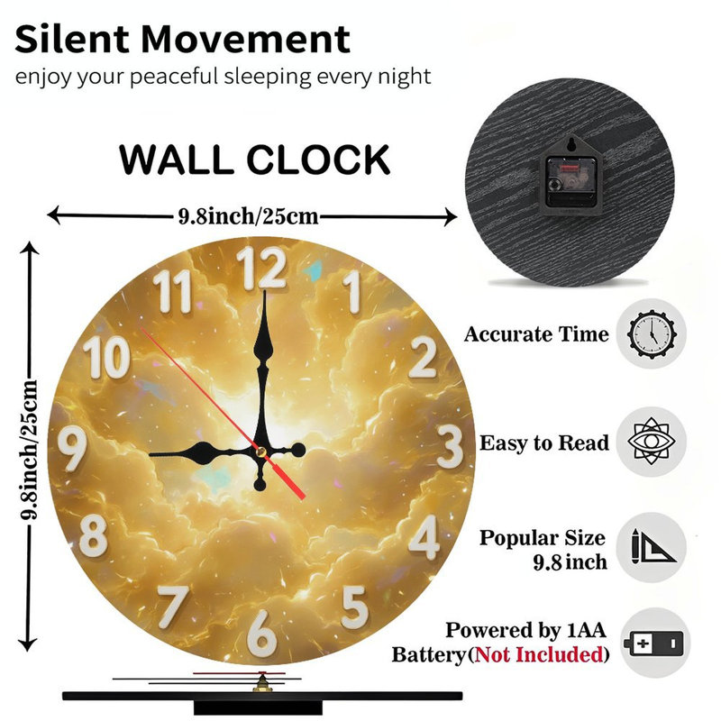 Horloge sur les nuages dorés