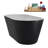 59" Streamline Soaking Glossy Black Freestanding Tub and Tray With Internal Drain-112235497