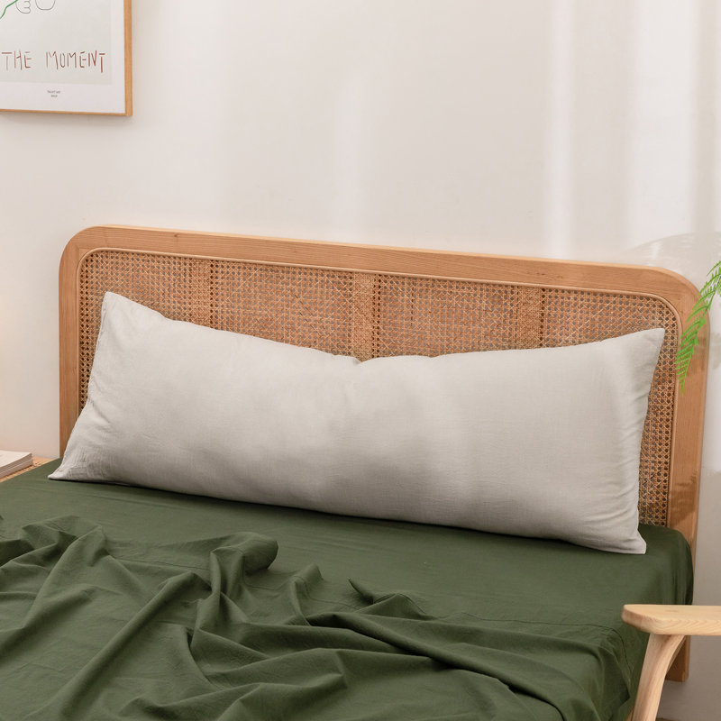 Housse de coussin 100% coton délavé Bestouch, De corps (20 po x 54 po), Lin gris