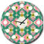retro pattern with flowers and leaves - Mid-Century Modern wall clock-40743896
