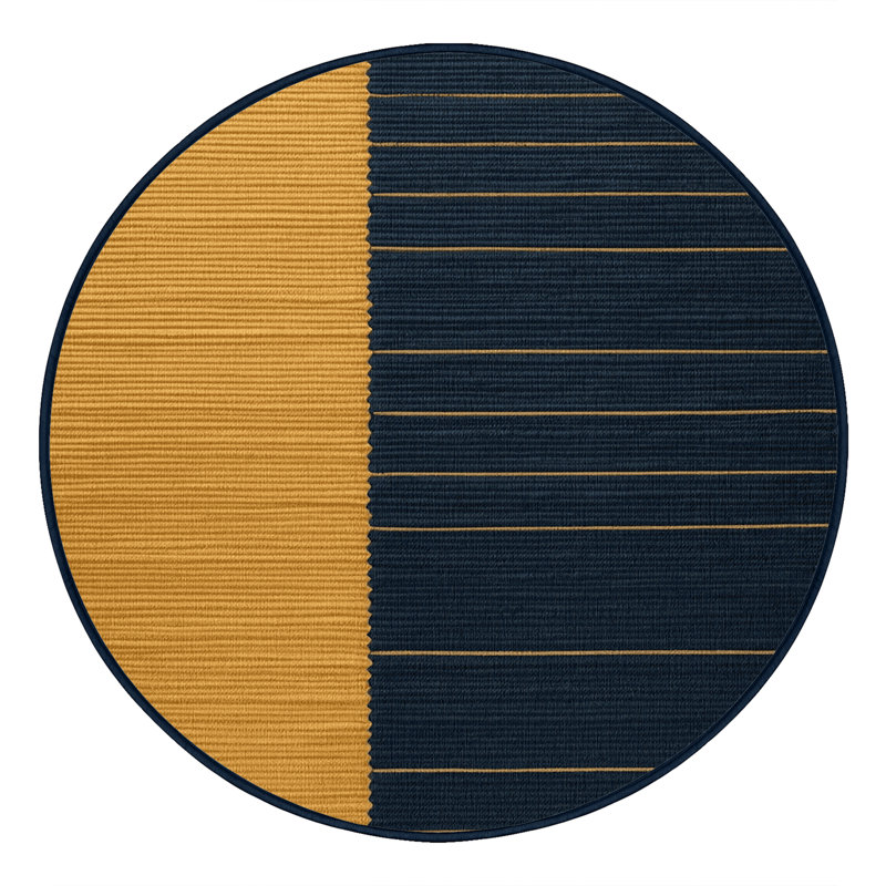 Tapis gris à rayures horizontales lavable à la machine, Rond 6 pi