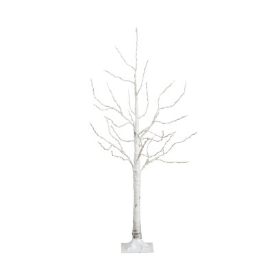 4ft. Pre-Lit Artificial White Birch Tree with 180 Warm White LED Lights