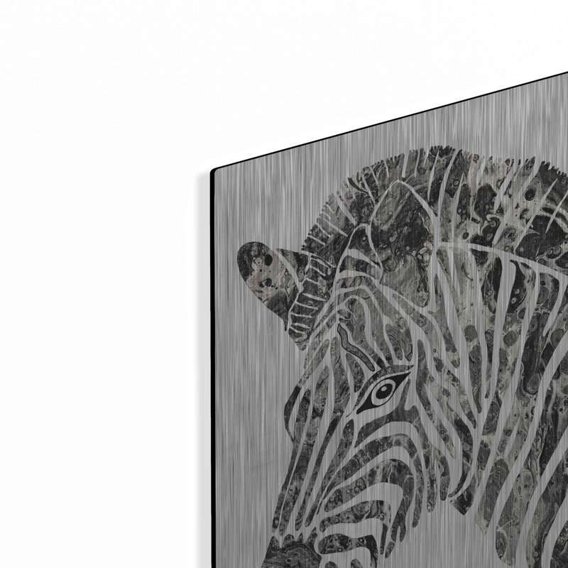 «Bright Zebra» par Cindy Jacobs sur métal, H 16 po x l 12 po