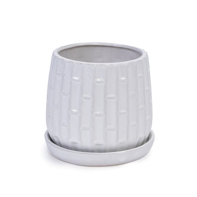 Of 2, 7" Modern Flowerpots, For Outdoor Patio, Indoor Windowsill And Garden, With Drainage Hole All - Weather Construction Ceramic Planters   2 , Windowsill, Featuring Performance
