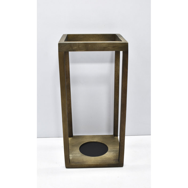 Brown Mango Wood and Glass Hanging Candle Lantern, 16"
