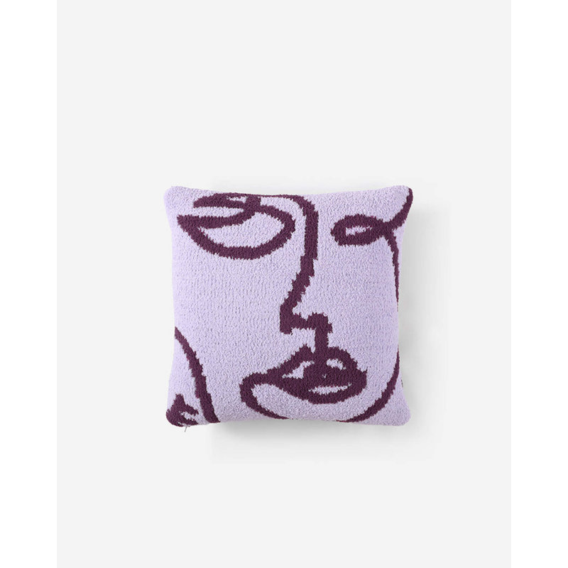 Faces Throw Pillow, Grape/Lavender