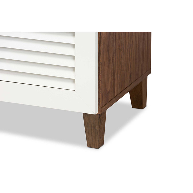 Brentford Shoe Storage Cabinet, White/Walnut