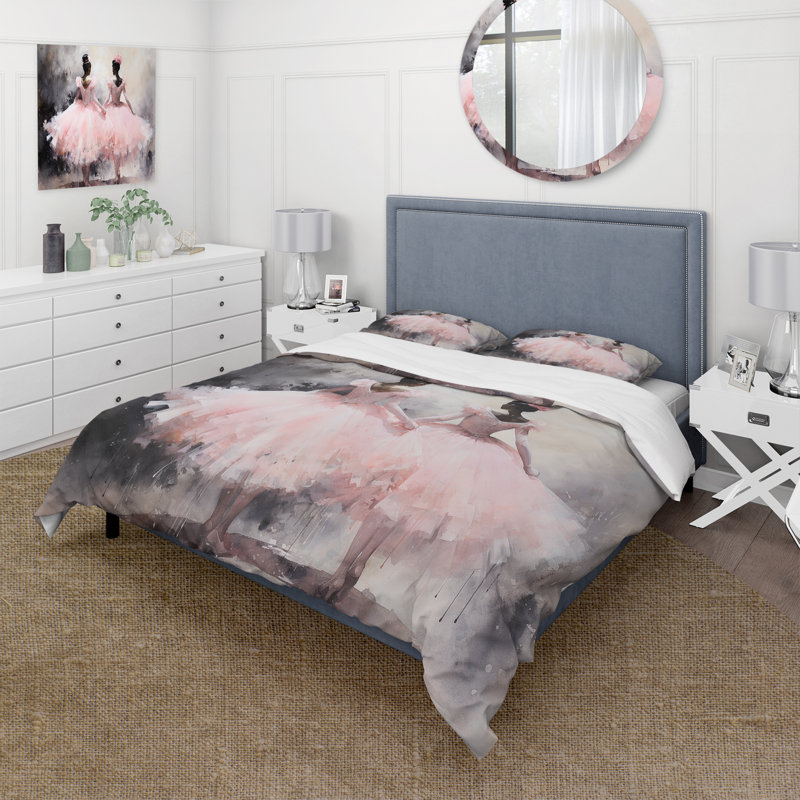Pink Ballet Dance I - Ensemble de housse de couette tendance - Microfibre de polyester