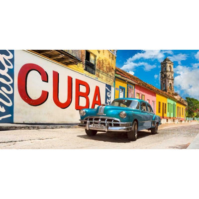  Pangea Images Gallery, reproduction d'art sur toile tendue: Voiture ancienne et murale - Cuba