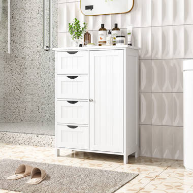 Freestanding Storage Tall Bathroom Cabinet with Adjustable Shelf and  Drawer, White