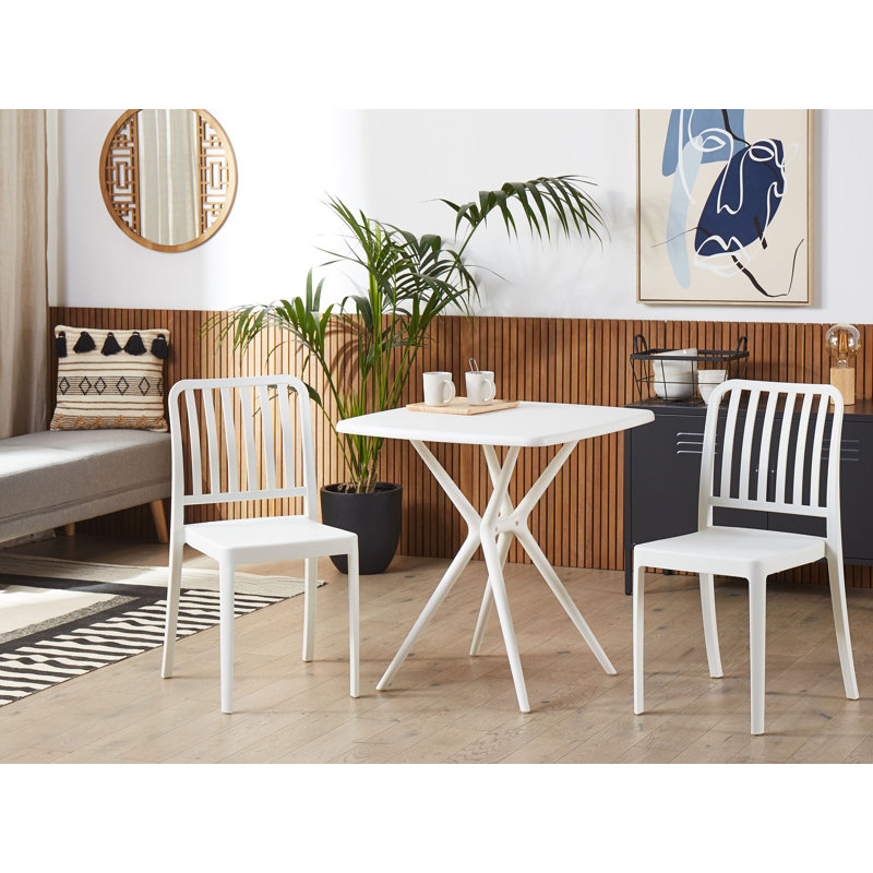 Bianka Stacking Patio Dining Side Chair with Cushion, White