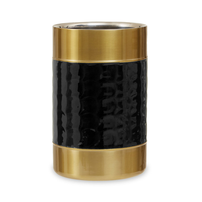 Carolina Black Enamel Wine Cooler, Black/Gold