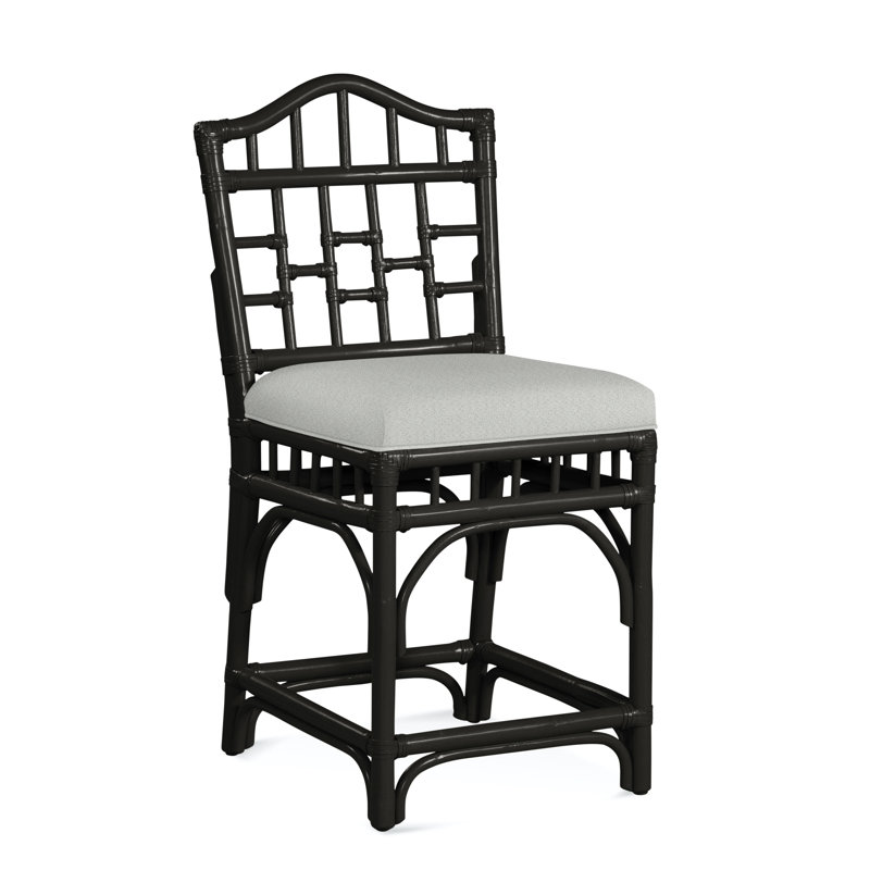 Chippendale Upholstered Stool, Elite Dove Linen, Antique Black
