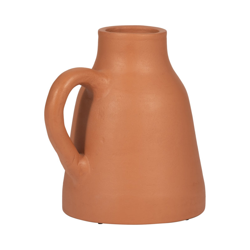 Vase de table en terre cuite Anasta, Hauteur totale - 8,5 po, Brun