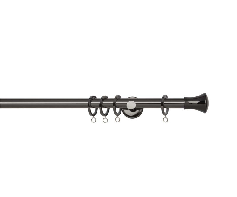 Single Curtain Pole, 300cm W, Black Nickel