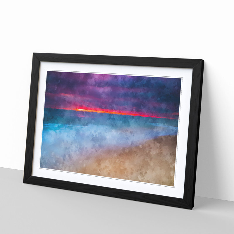 Pink Sunset - Single Picture Frame Print on MDF, 62cm H x 87cm W x 2cm D, Black