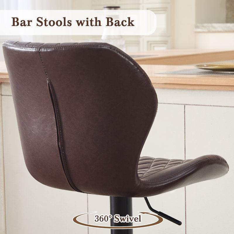 Swivel Adjustable Height Bar Stool, Coffee, 6