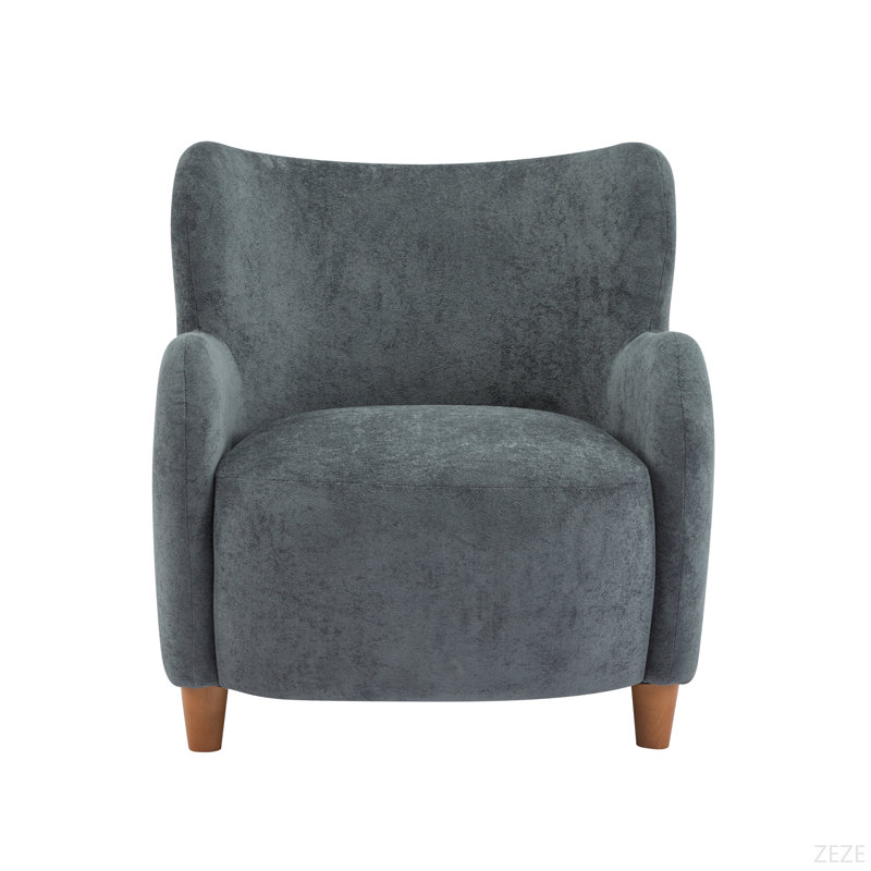 Fauteuil d'appoint incurvé rembourré à oreilles, Gris matinal