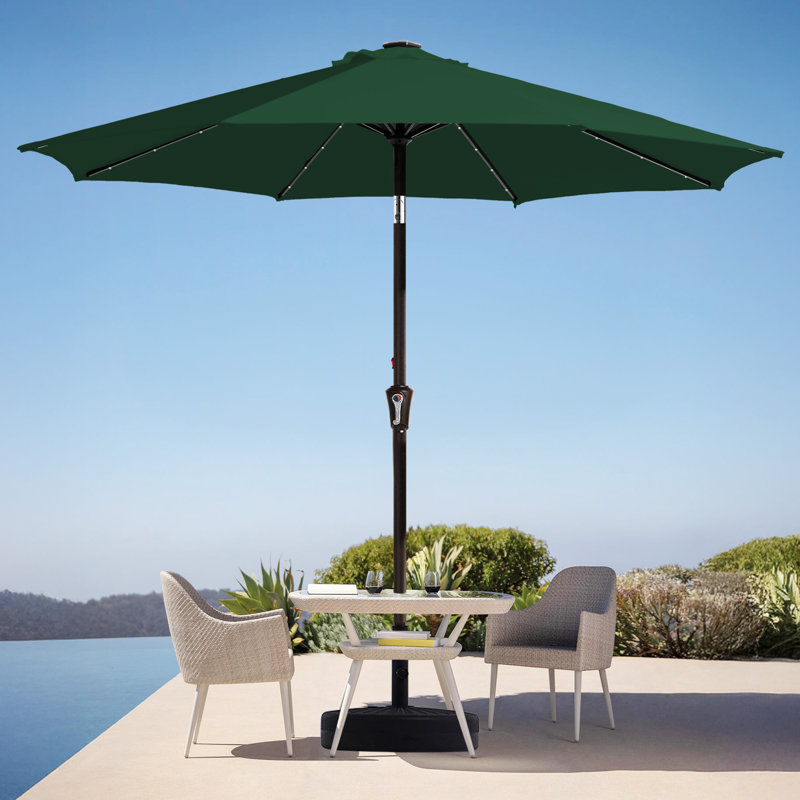 Parasol de marché avec manivelle Beka, Vert foncé, H 91,2 po x l 108 po x P 108 po