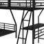 Lit superposé simple au-dessus d'un lit double en métal avec bureau, mezzanine noire pour une chambre confortable et un bureau