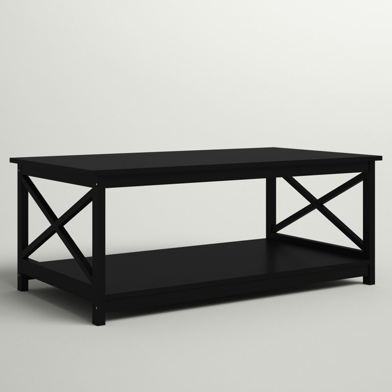 Darek 4 Legs Coffee Table with Storage, Black