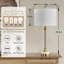 Ensemble de 2 lampes de table modernes de style transitionnel, en marbre doré, avec ports de chargement USB et Type-C. Lampes de table à hauteur réglable avec abat-jour en tissu, idéales pour le salon ou la chambre. Ampoules non incluses.